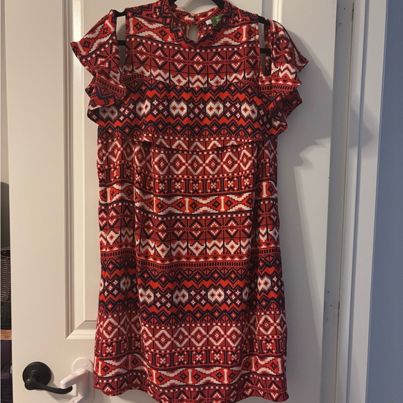 Vici Dresses & Skirts - Via Spiga Red and White Patterned Dress